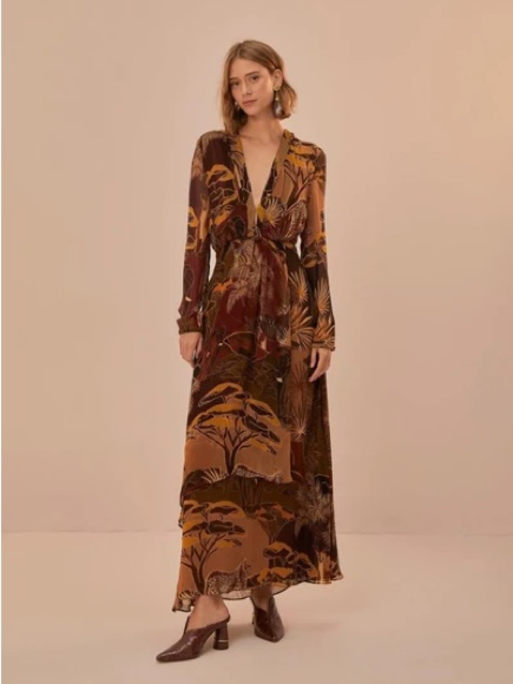 NWT Farm Rio Caramel Savana Dream Maxi Dress